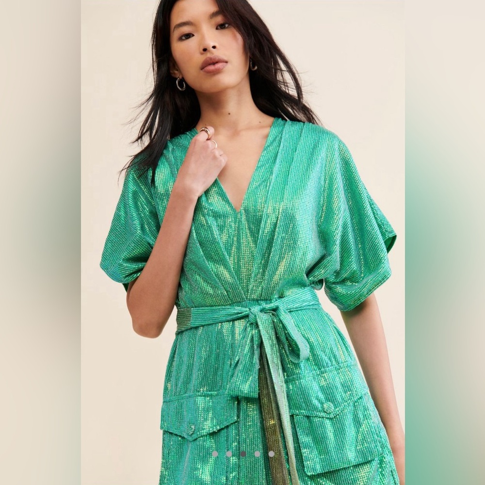 Anthropologie X Bhanuni by Jyoti Green Ombré Sequin Dress - Size XS Small